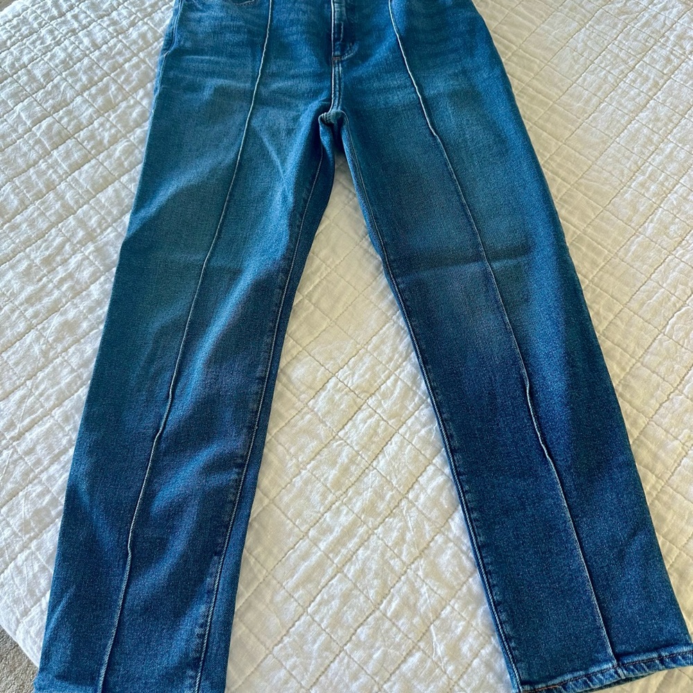 LOFT High Rise Blue Jeans with Seam Detailing